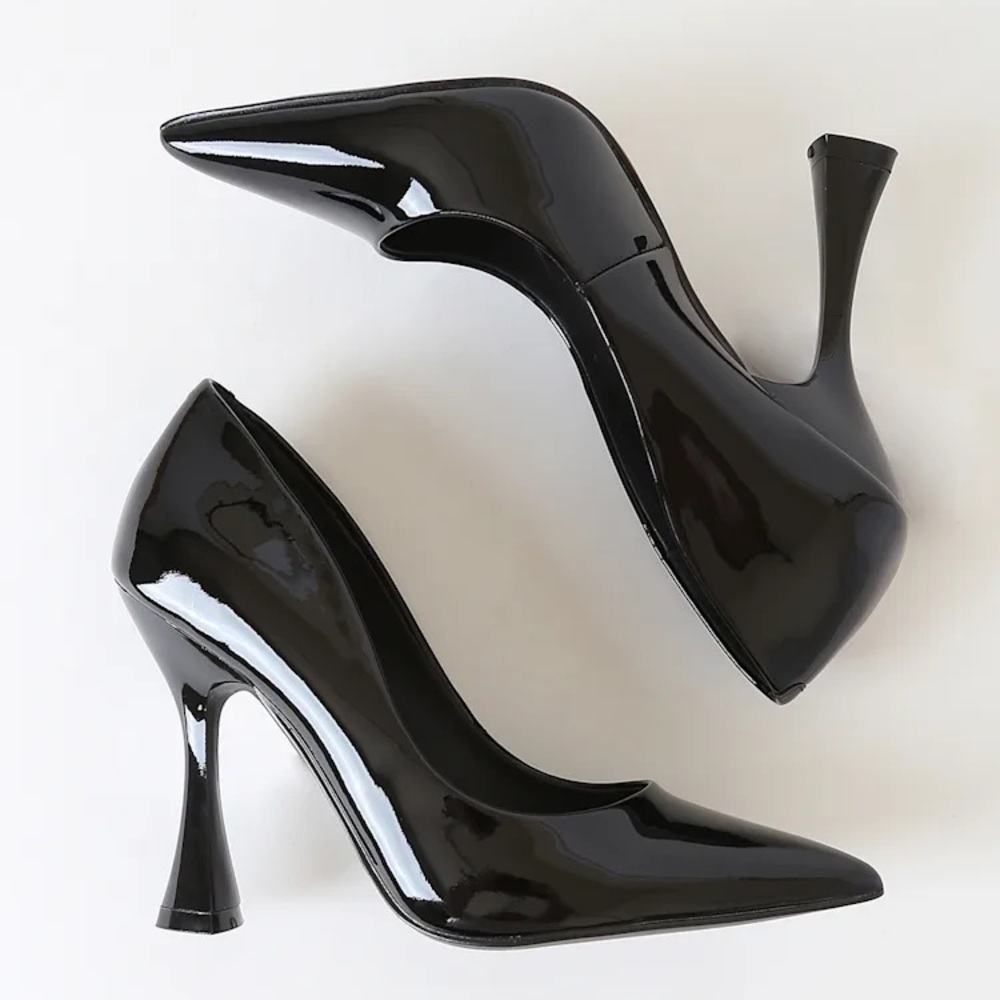 Steve Madden Validate Black Patent Leather Pointed-Toe Pumps Heels Womens 8
